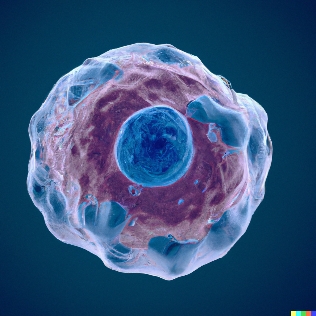 DALL·E 2023-08-17 11.56.51 - high resolution, microscopic image of a granulocyte with a blue background, digital art