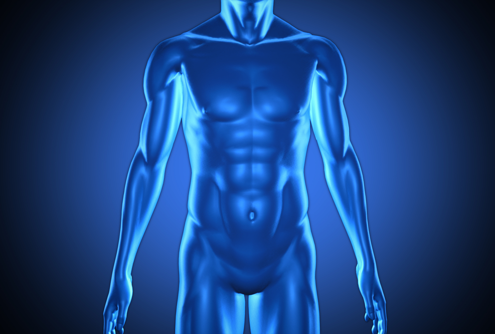 Digital blue human on blue background